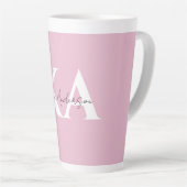 Moderner rosa Personalisierter Monogramm-Name: Milchtasse (Rechte Ecke)