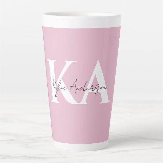 Moderner rosa Personalisierter Monogramm-Name: Milchtasse (Vorderseite)