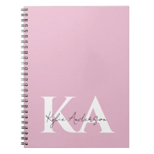 Moderner rosa Personalisierter Monogramm-Name: Notizblock