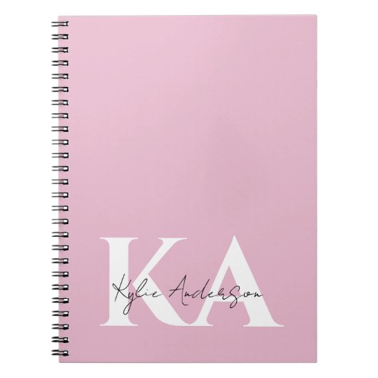 Moderner rosa Personalisierter Monogramm-Name: Notizblock (Vorderseite)