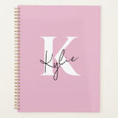 Moderner rosa Personalisierter Monogramm-Name: Planer (Vorderseite)