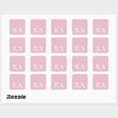 Moderner rosa Personalisierter Monogramm-Name: Quadratischer Aufkleber (Blatt)