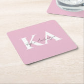 Moderner rosa Personalisierter Monogramm-Name: Rechteckiger Pappuntersetzer (angewinkelt)