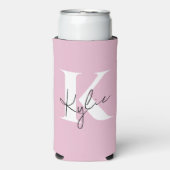Moderner rosa Personalisierter Monogramm-Name: Selters Dosenkühler (Seltzer Vorderseite)
