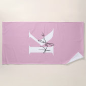 Moderner rosa Personalisierter Monogramm-Name: Strandtuch (Vorderseite)