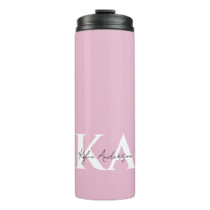 Moderner rosa Personalisierter Monogramm-Name: Thermosbecher