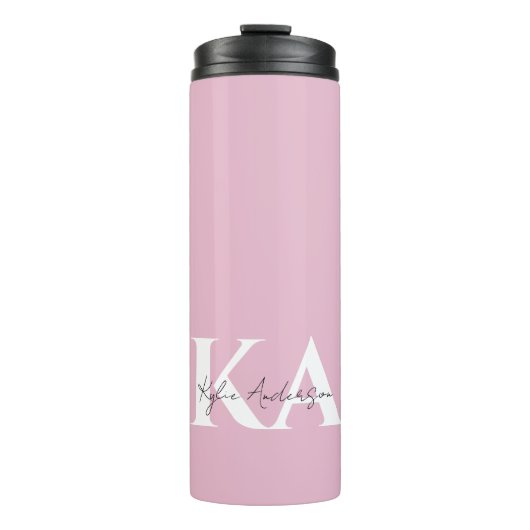 Moderner rosa Personalisierter Monogramm-Name: Thermosbecher (Vorderseite)