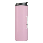 Moderner rosa Personalisierter Monogramm-Name: Thermosbecher (Nach links gedreht)