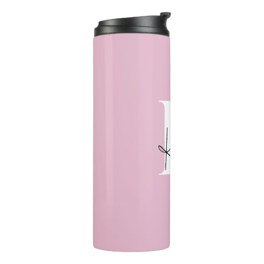 Moderner rosa Personalisierter Monogramm-Name: Thermosbecher (Nach links gedreht)