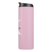 Moderner rosa Personalisierter Monogramm-Name: Thermosbecher (Nach rechts gedreht)