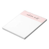 Moderner rosa Personalisierter Name Notepad Notizblock (Rotiert)