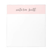 Moderner rosa Personalisierter Name Notepad Notizblock (Vorderseite)