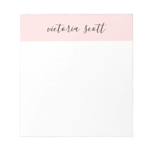 Moderner rosa Personalisierter Name Notepad Notizblock