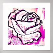 Moderner Rosa Pop Rose Wasserfarbene Malerei Poster (Vorne)