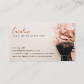 Moderner rosa Pulver und Pinsel Visitenkarte (Rückseite)