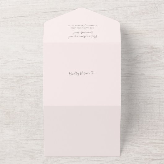 Moderner rosa QR Code Einfache Hochzeit All In One Einladung (Außenbereich)