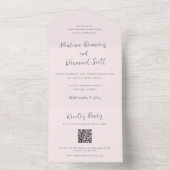 Moderner rosa QR Code Einfache Hochzeit All In One Einladung (Innen Boden)