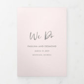 Moderner rosa QR Code Einfache Hochzeit Dreifach Gefaltete Einladung (Cover)