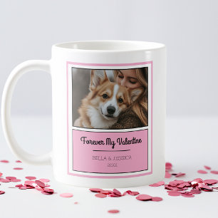 Moderner rosa Rahmen Personalisierter Hund Valenti Kaffeetasse