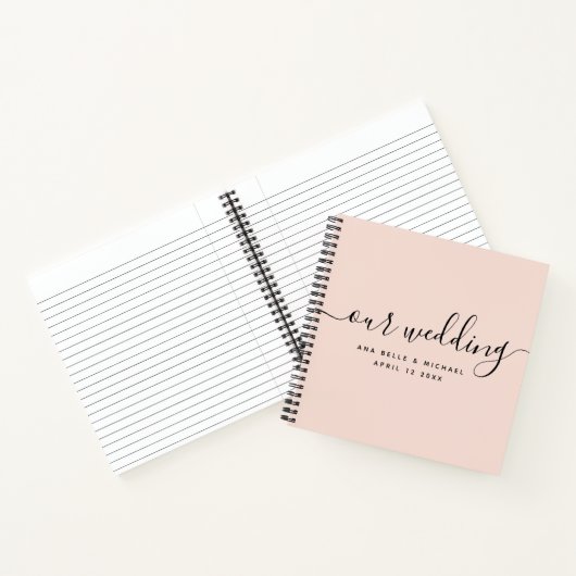 Moderner Rosa Rosa Elegantes Skript Hochzeitsgast Notizblock (Innenseite)
