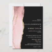 Moderner Rosa Rosa-Farbton mit schwarzem Hintergru Einladung (Vorderseite)