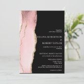 Moderner Rosa Rosa-Farbton mit schwarzem Hintergru Einladung (Stehend Vorderseite)