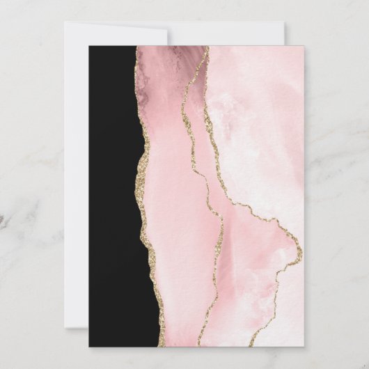 Moderner Rosa Rosa-Farbton mit schwarzem Hintergru Einladung (Rückseite)