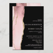 Moderner Rosa Rosa-Farbton mit schwarzem Hintergru Einladung (Vorne/Hinten)