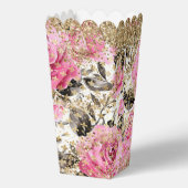 Moderner rosa Rose Blumengestein Gold Glitzer Geschenkschachtel (Rückseite)