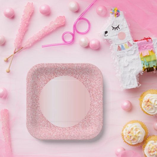 Moderner rosa Rose Gold Glitzer Trendy Pappteller (Party)