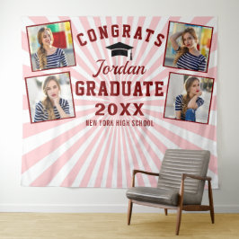 Moderner rosa roter Abschluss 4 Foto Stand Hinterg Wandteppich