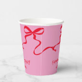 Moderner rosa Roter Bow Personalisierter Erwachsen Pappbecher (Rechts)