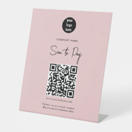 Moderner rosa Scan zur Bezahlung von QR Code Socia Sockelschild