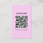 Moderner rosa Schneebesenhaken QR-Code zum Hinterl Visitenkarte (Vorderseite)