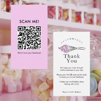 Moderner rosa Schneebesenhaken QR-Code zum Hinterl Visitenkarte