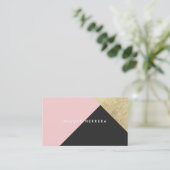 Moderner, rosa schwarz-schicke Goldfolie Visitenkarte (Stehend Vorderseite)