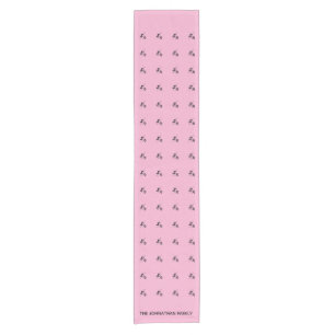 Moderner rosa, schwarze Silhouette afrikanischer D Kurzer Tischläufer