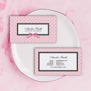 Moderner rosa schwarzer Tupfen-Rosa-BandBlogger Visitenkarte