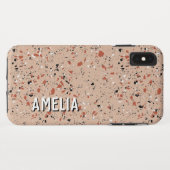 Moderner rosa Terrazzo Print Pattern Individuelle  Case-Mate iPhone Hülle (Rückseite (Horizontal))