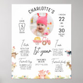 Moderner, rosa Traktor, Foto-Meilenstein Poster (Vorne)