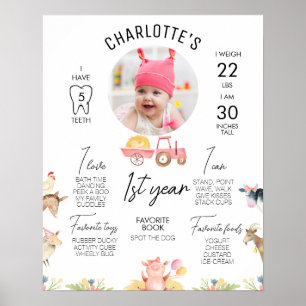 Moderner, rosa Traktor, Foto-Meilenstein Poster