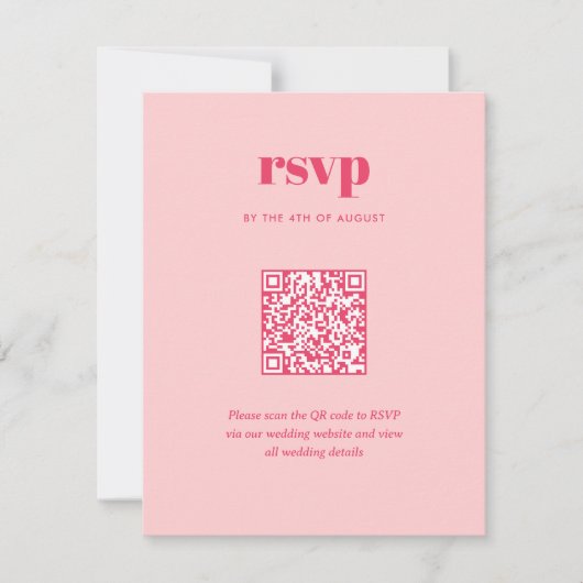 Moderner rosa Trendy Mix Match Wedding QR Code RSVP Karte (Vorderseite)