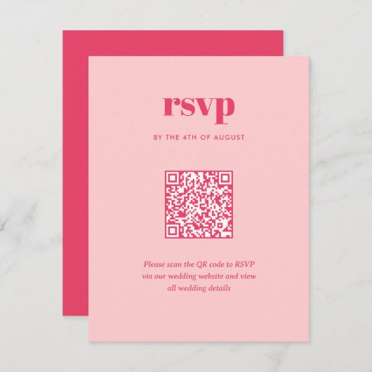 Moderner rosa Trendy Mix Match Wedding QR Code RSVP Karte (Vorne/Hinten)