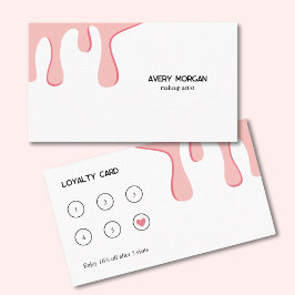 Moderner rosa Tropfen Makeup Artist Treuekarte