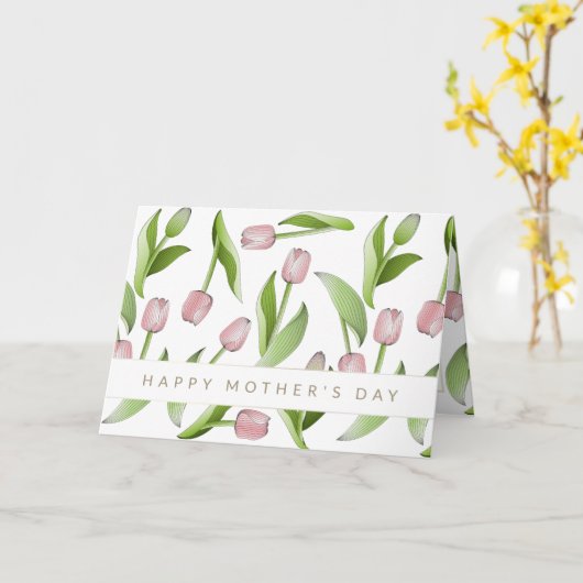 Moderner Rosa Tulip Blume Muttertag Karte (Gelbe Blume)