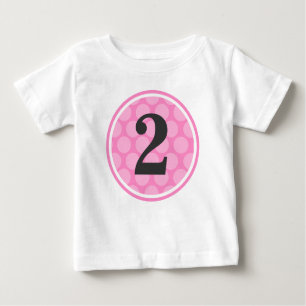 Moderner rosa Tupfen-zweites Geburtstags-Mädchen Baby T-shirt