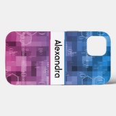 Moderner, rosa und blauer Binärcode Case-Mate iPhone Hülle (Rückseite (Horizontal))