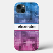 Moderner, rosa und blauer Binärcode Case-Mate iPhone Hülle (Rückseite)