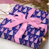 Moderner Rosa und Blauer Weihnachtsbaum Geschenkpapier