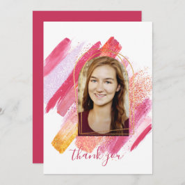 Moderner rosa und goldfarbener Abschluss Danke Inv Einladung